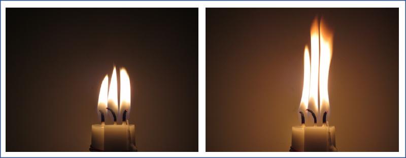 Two states of the oscillation cycle in bundled candles